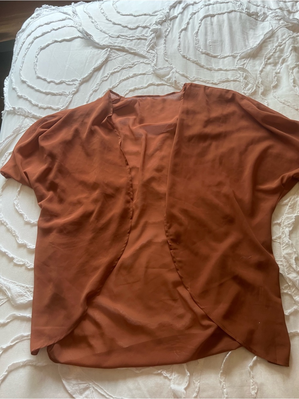 Rust Brown Draped Short-Sleeve Women's Top